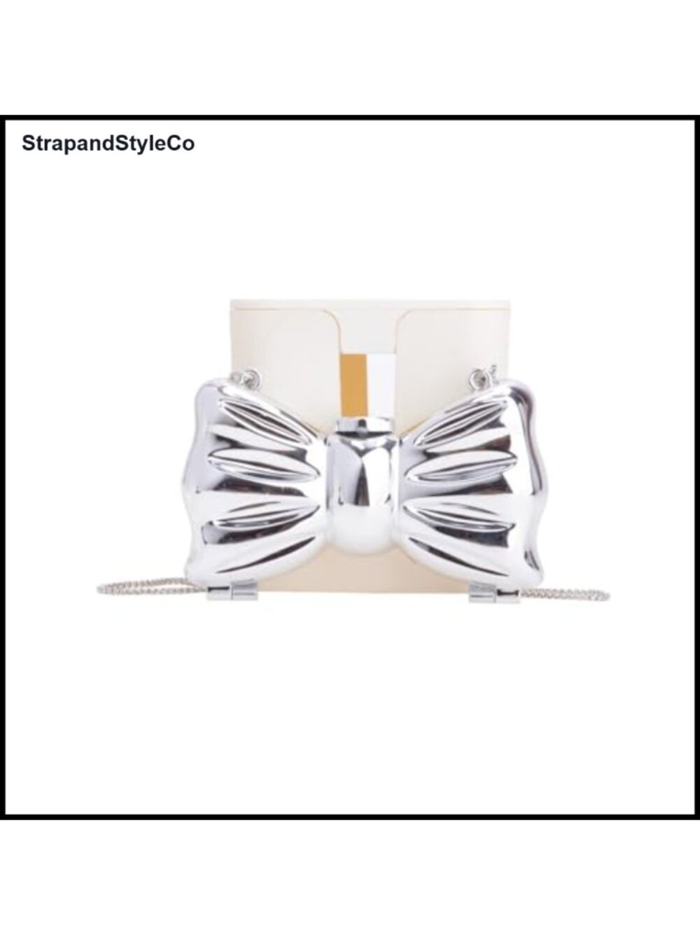 Bow Shaped Mini Clutch Evening Bag Flap Closure Chain Strap Crossbody